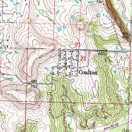 Topographic Map of Coalton, OK