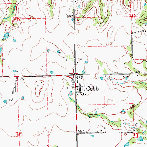 Topographic Map of Cobb, OK