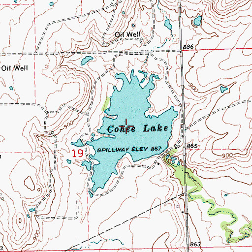 Topographic Map of Cohee Lake, OK