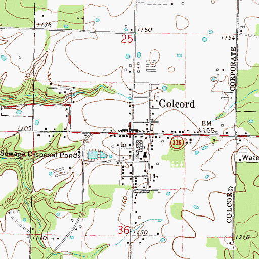 Topographic Map of Colcord, OK