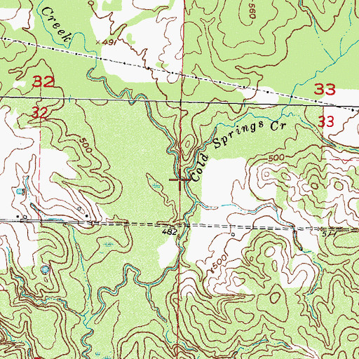 Topographic Map of Cold Springs Creek, OK