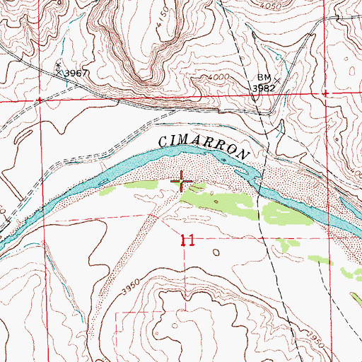 Topographic Map of Cold Springs Creek, OK