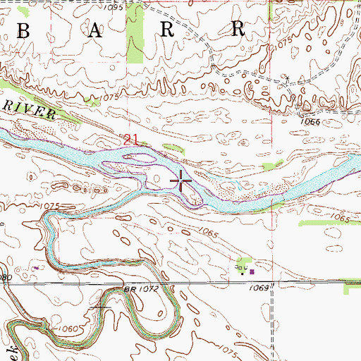 Topographic Map of Coldwater Creek, OK