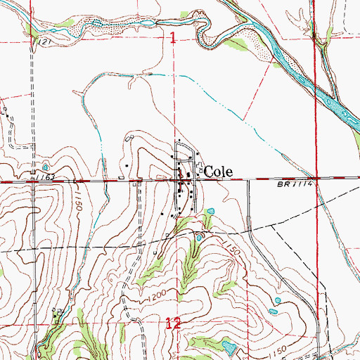 Topographic Map of Cole, OK
