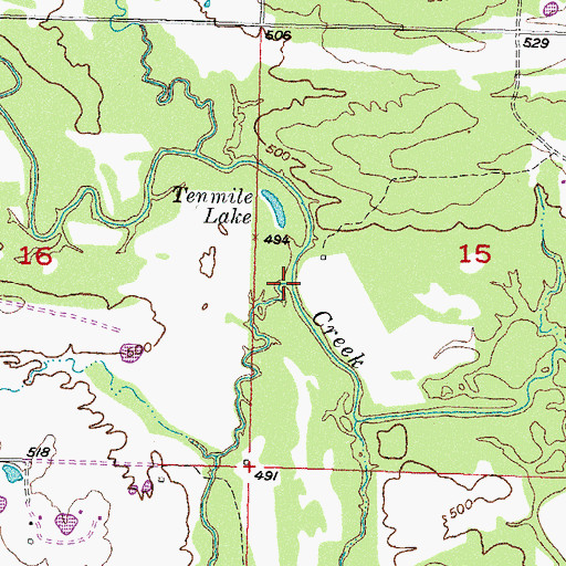 Topographic Map of Cole Creek, OK