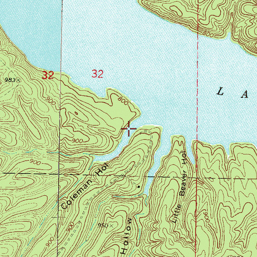 Topographic Map of Coleman Hollow, OK