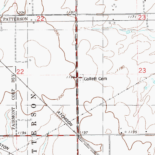 Topographic Map of Collett Cemetery, OK