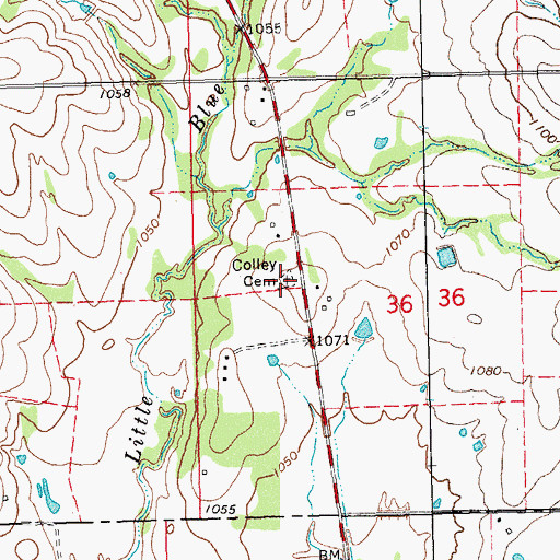 Topographic Map of Colley Cemetery, OK