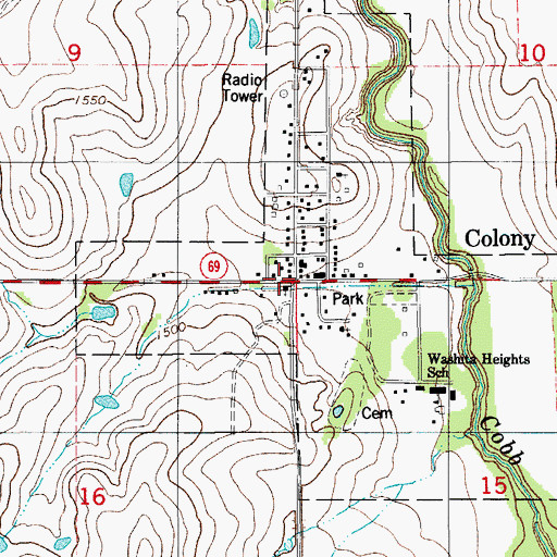 Topographic Map of Colony, OK