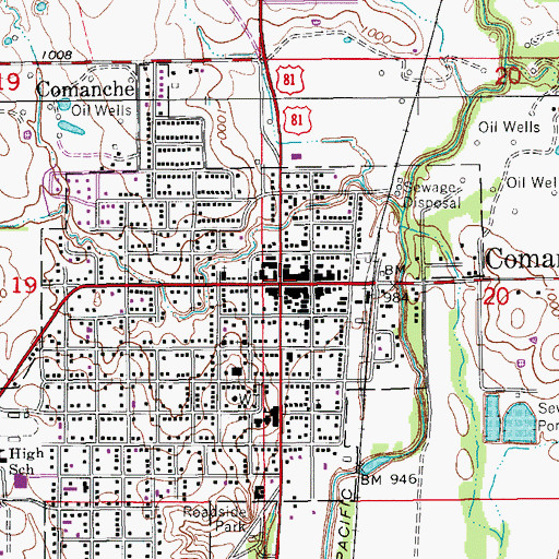 Topographic Map of Comanche, OK