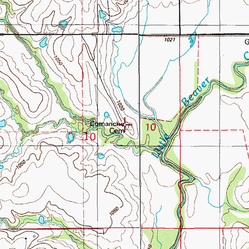 Topographic Map of Comanche Cemetery, OK