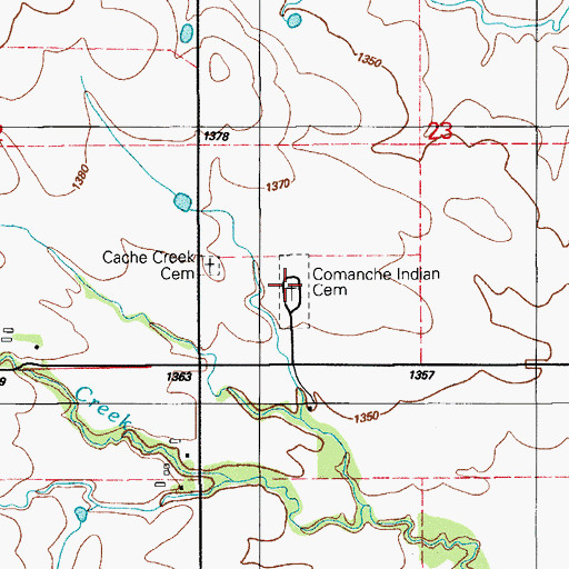 Topographic Map of Comanche Indian Cemetery, OK