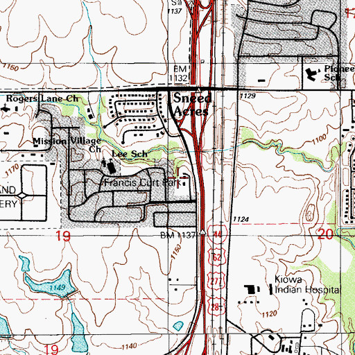 Topographic Map of Comanche Indian Mission, OK
