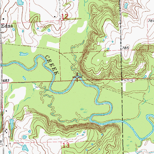 Topographic Map of Comelys Branch, OK