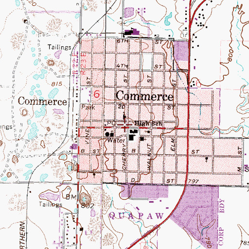 Topographic Map of Commerce, OK