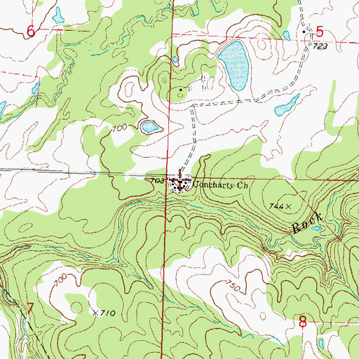 Topographic Map of Concharty Church, OK