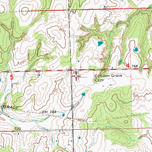 Topographic Map of Condon Grove Cemetery, OK