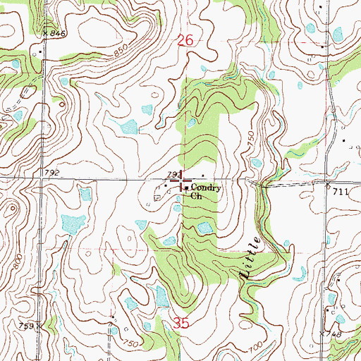Topographic Map of Condry Church, OK
