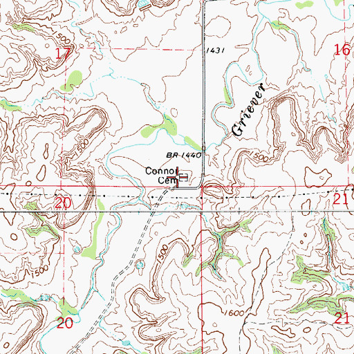 Topographic Map of Connor Cemetery, OK