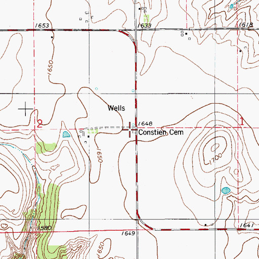 Topographic Map of Constien Cemetery, OK