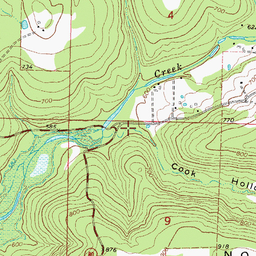 Topographic Map of Cook Hollow, OK