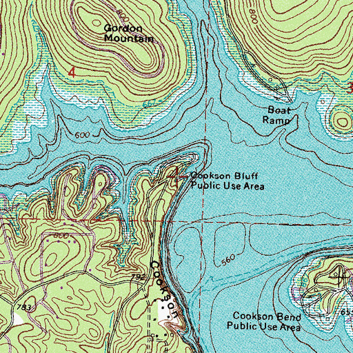 Topographic Map of Cookson Bluff Public Use Area, OK