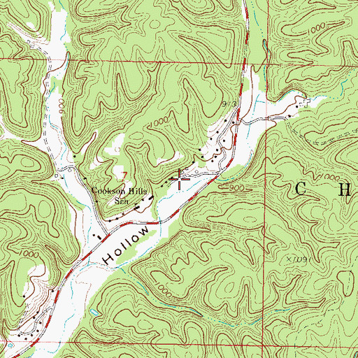 Topographic Map of Cookson Hills Christian School, OK