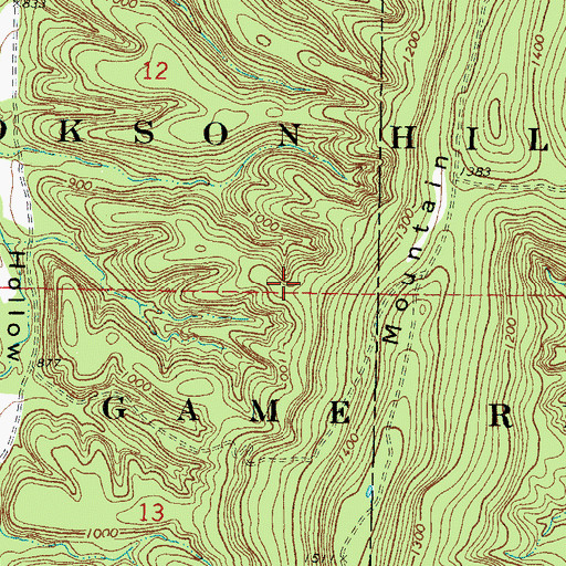 Topographic Map of Cookson Hills State Game Refuge, OK