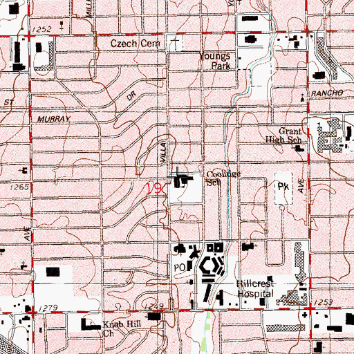 Topographic Map of Coolidge Elementary School, OK
