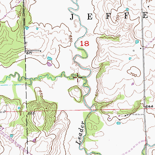 Topographic Map of Coon Creek, OK