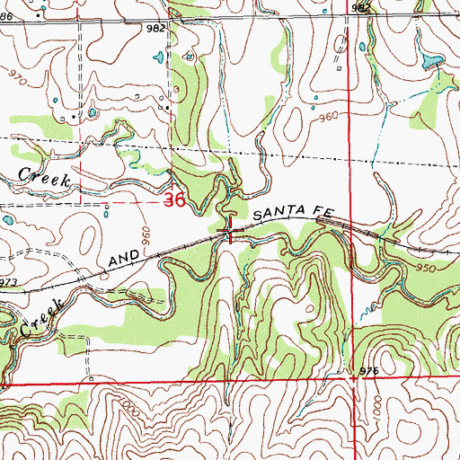 Topographic Map of Coon Creek, OK