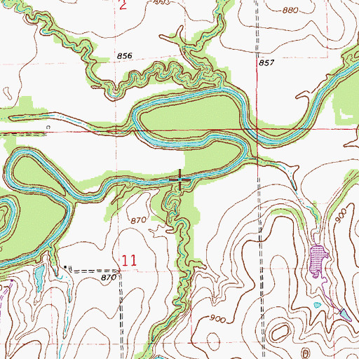 Topographic Map of Coon Creek, OK