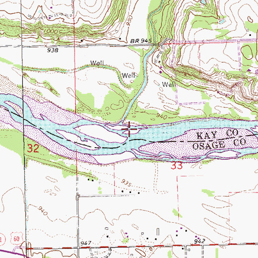 Topographic Map of Coon Creek, OK
