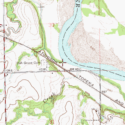 Topographic Map of Coon Creek, OK
