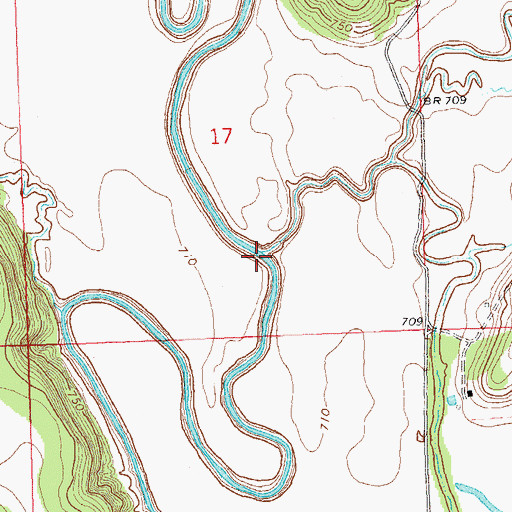 Topographic Map of Coon Creek, OK