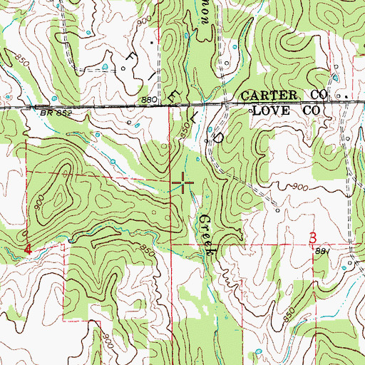 Topographic Map of Coon Creek, OK