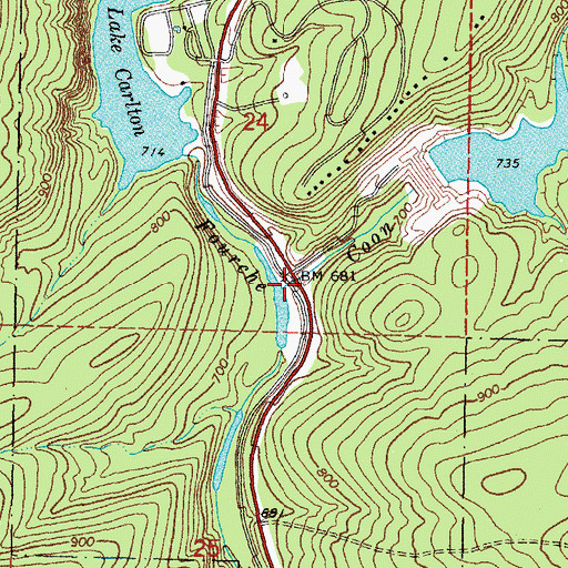 Topographic Map of Coon Creek, OK