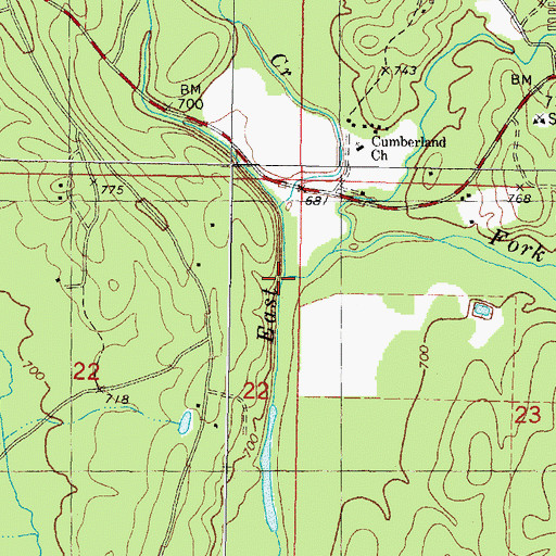 Topographic Map of Coon Creek, OK