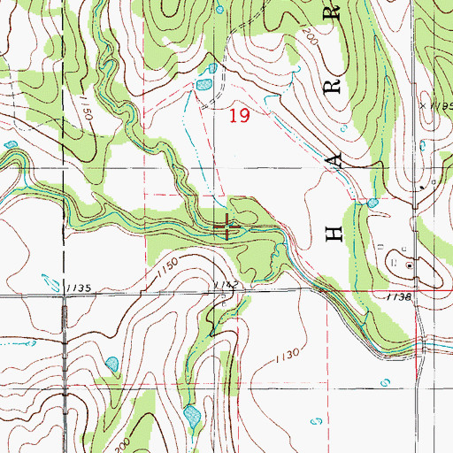 Topographic Map of Coon Creek, OK