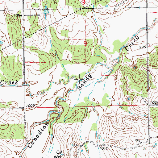 Topographic Map of Coon Creek, OK