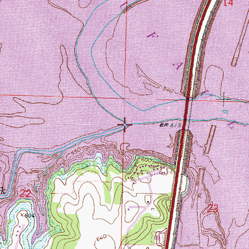Topographic Map of Coon Creek, OK