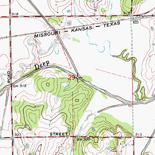 Topographic Map of Coon Creek, OK