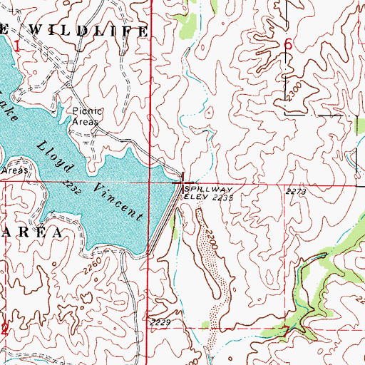 Topographic Map of Coon Creek, OK