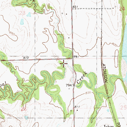 Topographic Map of Coon Creek, OK