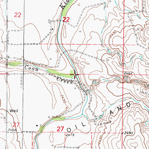 Topographic Map of Coon Creek, OK