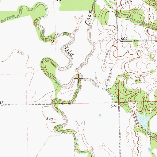 Topographic Map of Coon Creek, OK