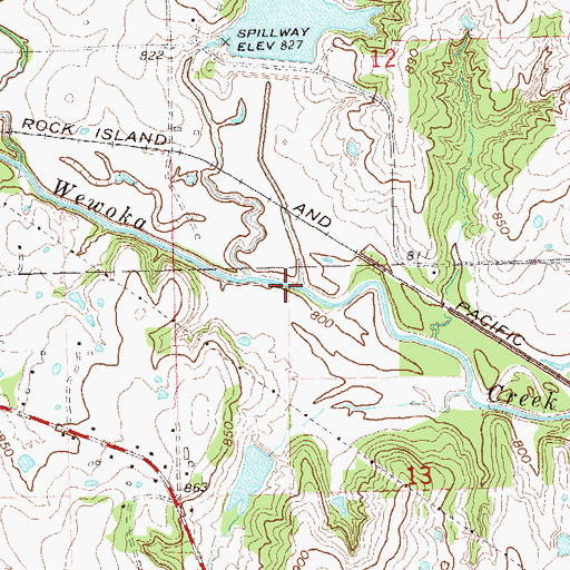 Topographic Map of Coon Creek, OK