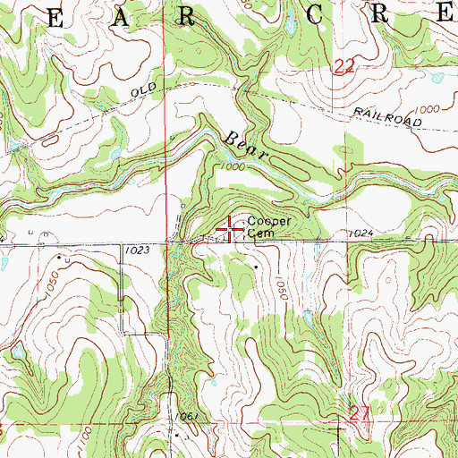 Topographic Map of Cooper Cemetery, OK