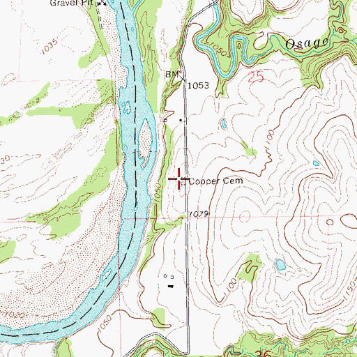 Topographic Map of Cooper Cemetery, OK