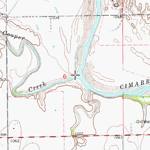 Topographic Map of Cooper Creek, OK